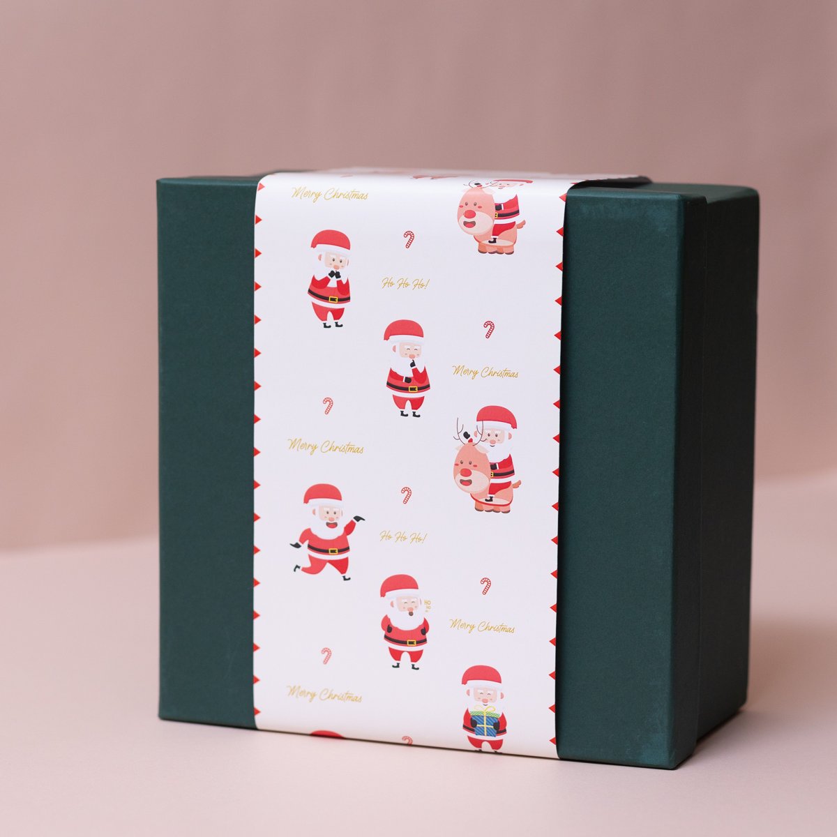 Christmas Green Gift Box with Santa Sleeve Main image