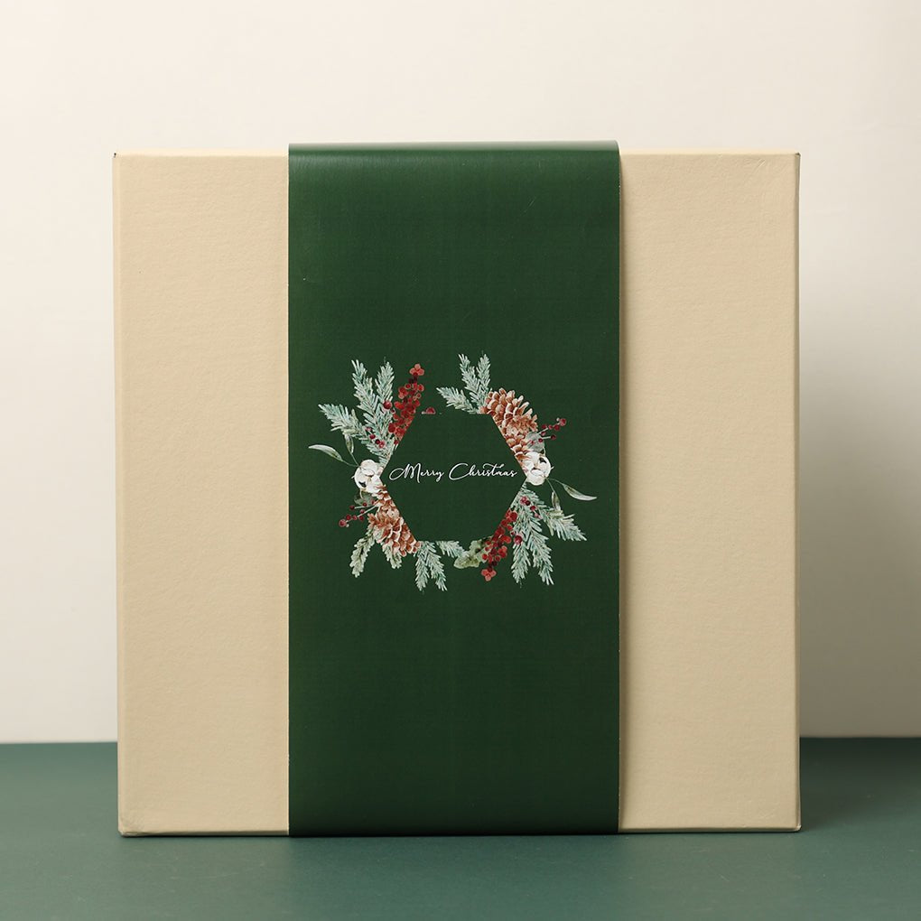 Christmas Gift Box with Green Pinecone Sleeve Main image