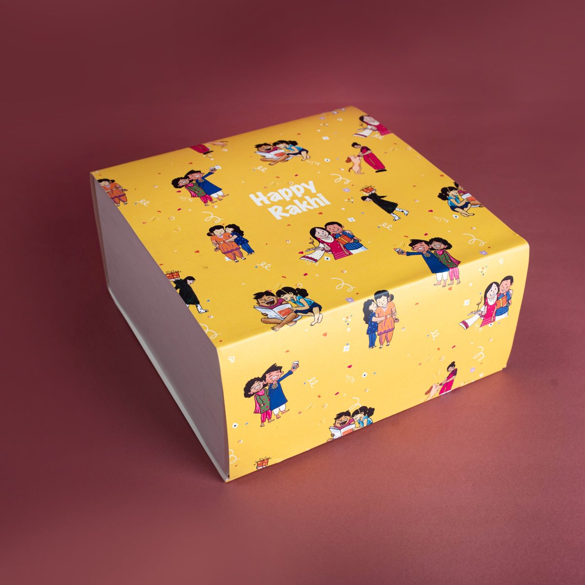 Happy Rakhi Box with Sleeve Yellow Main image