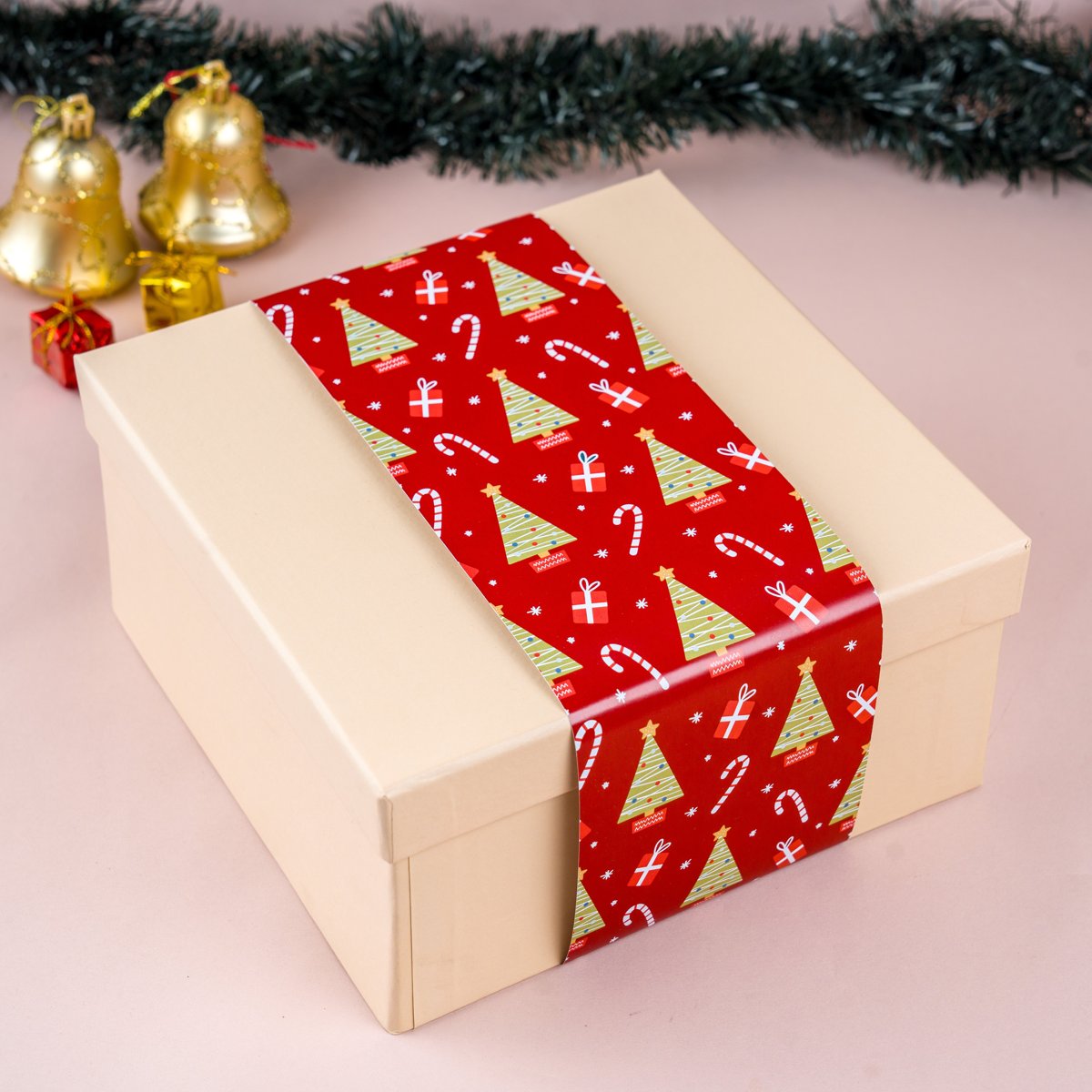 Christmas Cream Gift Box with Mistletoe Magic Red Sleeve Main image