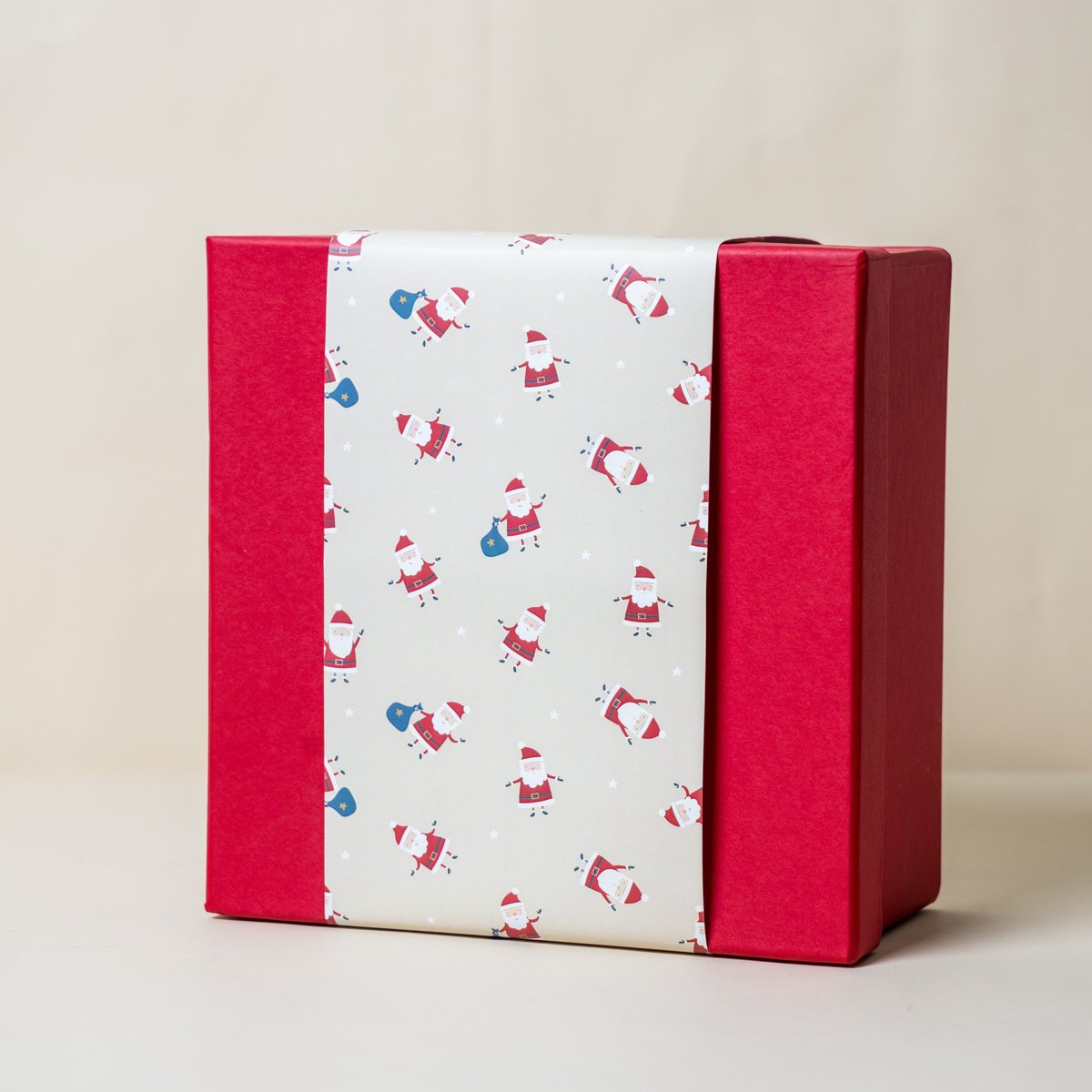 Red Gift Box with Cream Happy Santa Sleeve Main image